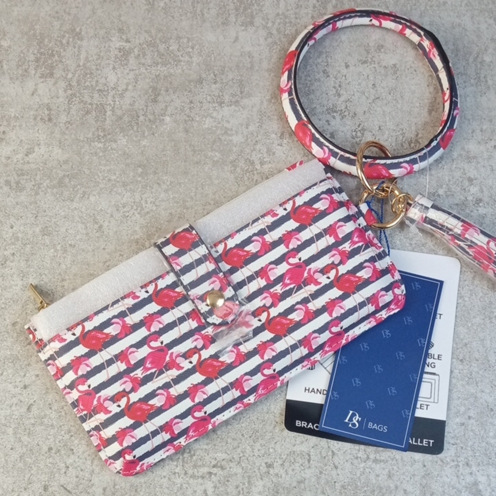 👜 DS Flamingo Print Wristlet Wallet